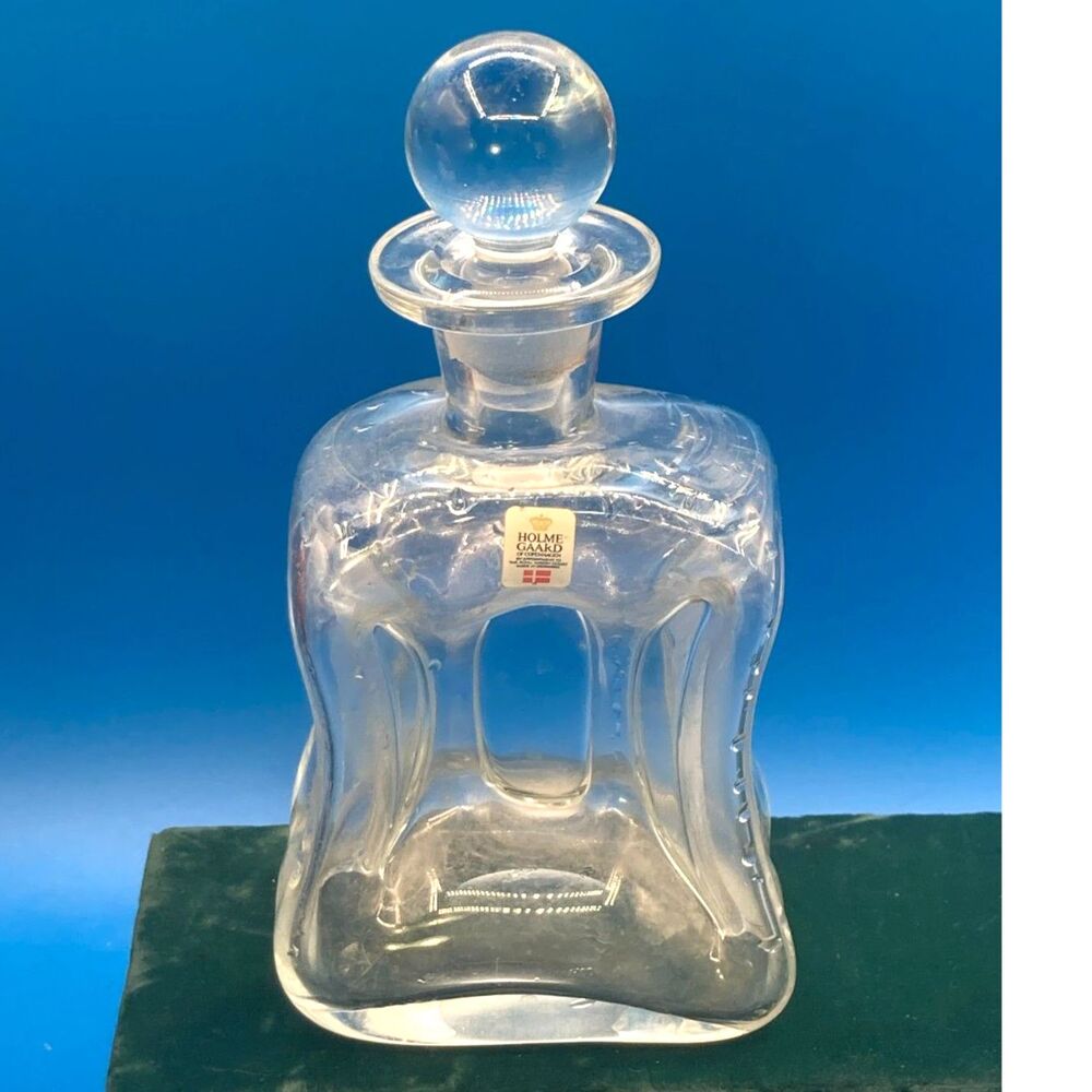 Danish Holme Gaard Pinched Copenhagen square Kluk Kluk Decanter w stopper 22cm